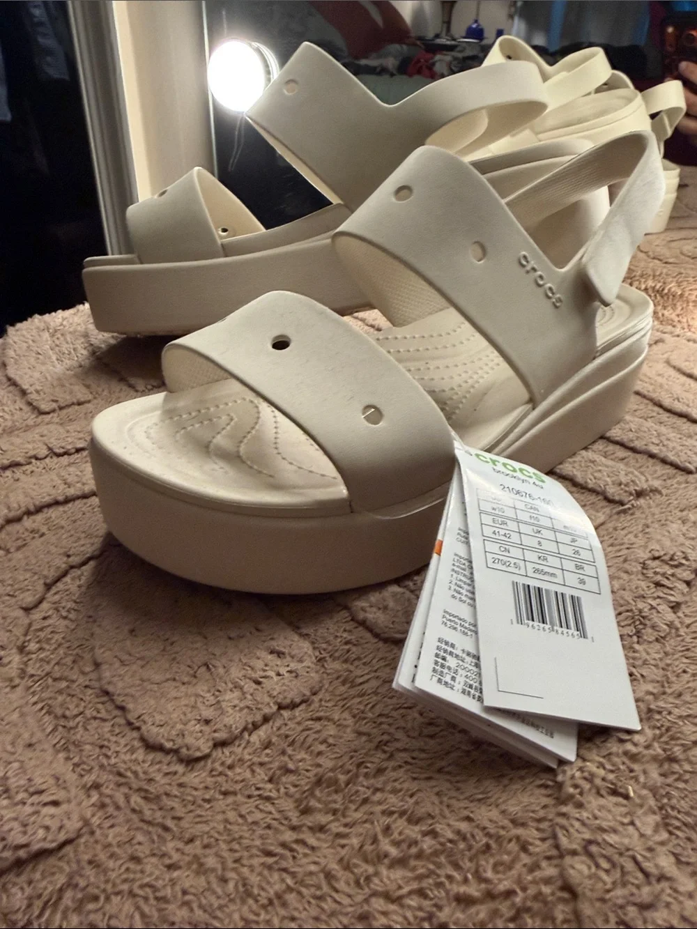 CROCS Women's Cream Platform Slingback Sandals